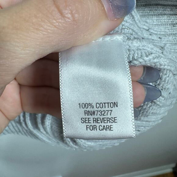 Croft & Barrow Sweater Women XL Gray Speckled Crew Neck Cable Knit Cotton Fall - Picture 7 of 8